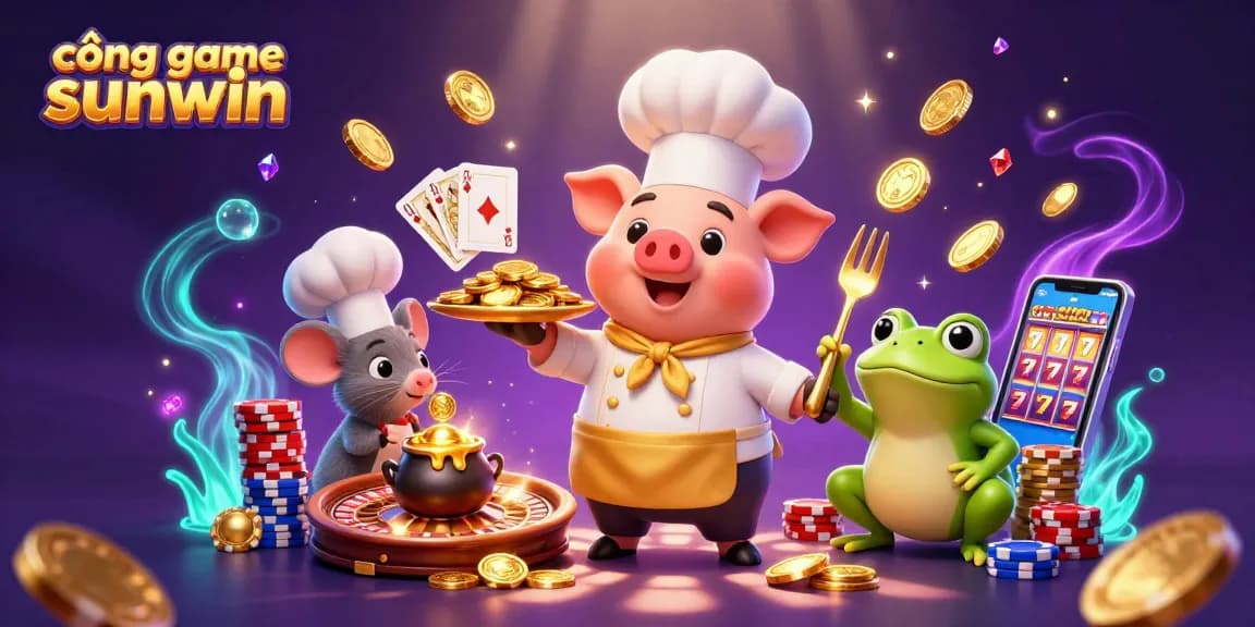 Win big at cổng game sunwin with an exciting 3D casino scene featuring vibrant characters and dynamic elements.