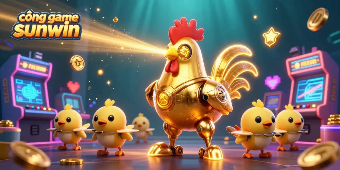 Engage in fun games at cổng game sunwin with colorful arcade machines and vibrant characters.