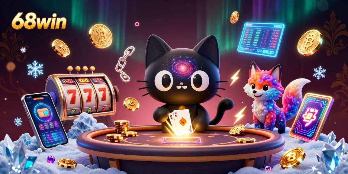 Experience thrilling gameplay at 68win with vibrant slot reels, cosmic characters, and dynamic winnings.