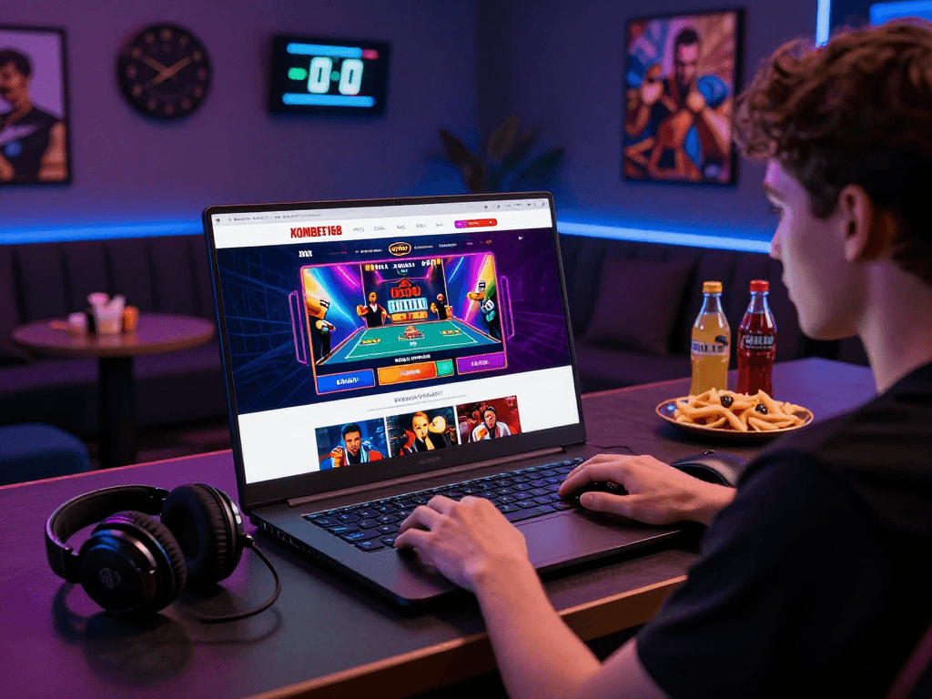 KOMBET168 online gambling experience with vibrant gaming interface and modern setup