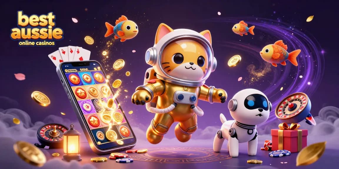 Experience the thrill at the best aussie online casinos with 3D cartoon characters playing vibrant casino games.
