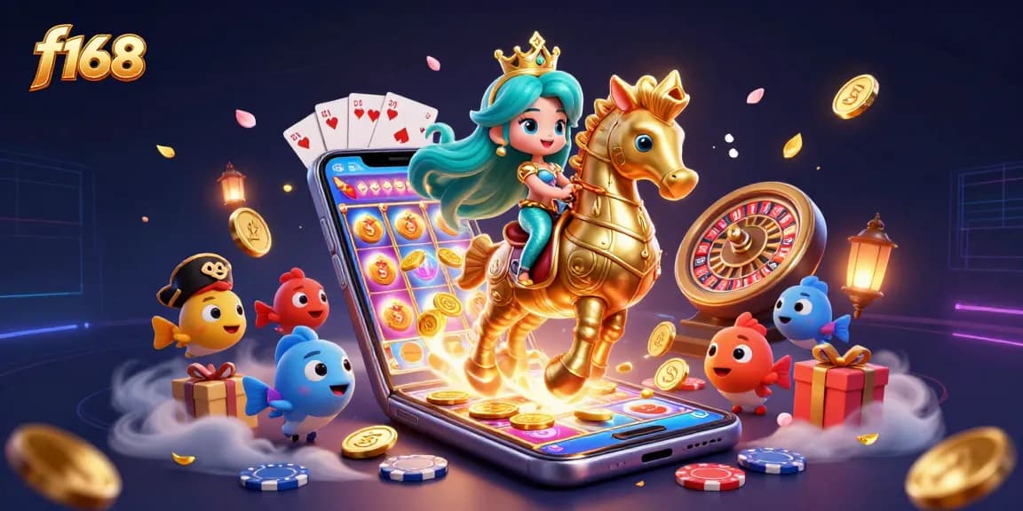 Engage in thrilling gameplay with f168's vibrant underwater scene featuring a mermaid and her seahorse companion.