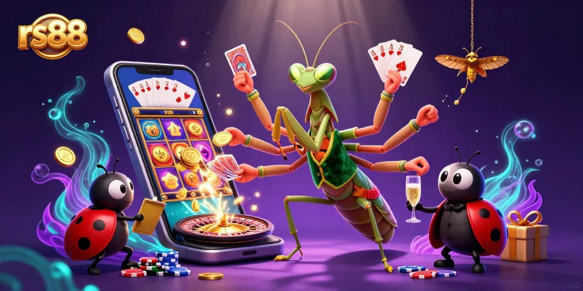 Experience the excitement of rs88 with a vibrant online casino scene featuring entertaining characters and game elements.