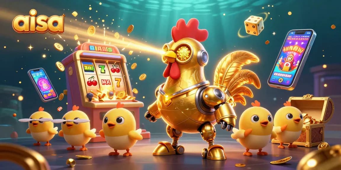 Engage with aisa as a golden rooster robot conquers jackpots at online casinos.