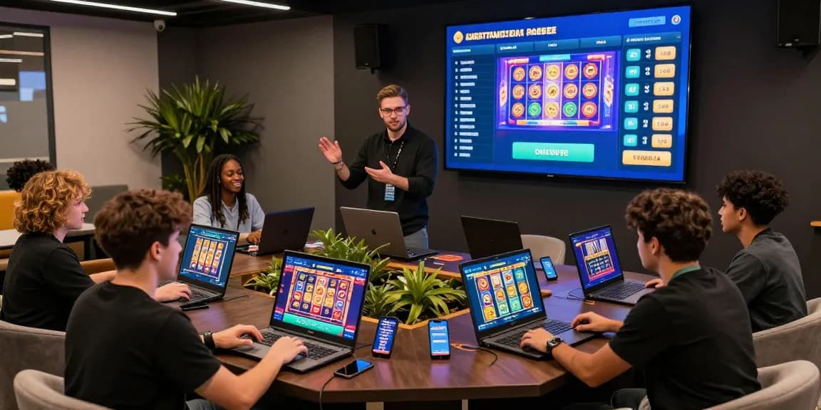Players enjoying engaging games at credit card casinos at jumpspace.org.uk in a vibrant online lounge, showcasing diverse experiences and community.