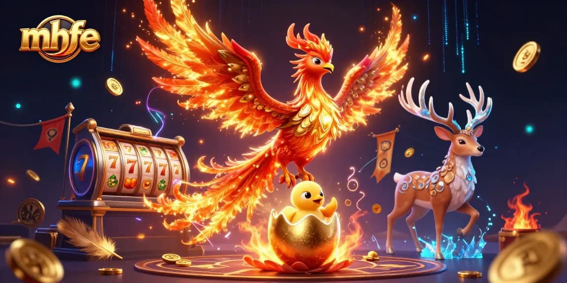 Experience thrilling gameplay at mhfe with phoenix and stag in a vibrant casino scene.
