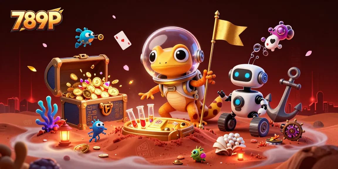 Discover exciting gaming adventures and jackpots at 789P casino in a vibrant 3D illustration