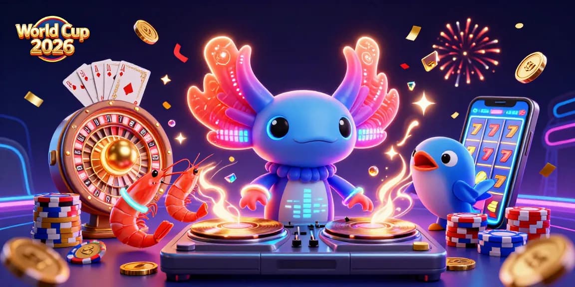 Experience the excitement of gambling at World Cup 2026 with vibrant characters and dynamic casino elements.