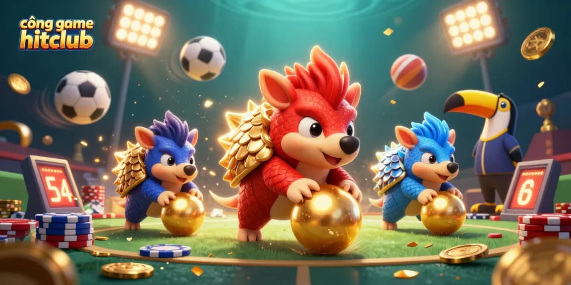 Engage with dynamic gameplay at cổng game hitclub featuring pangolins and sports elements.
