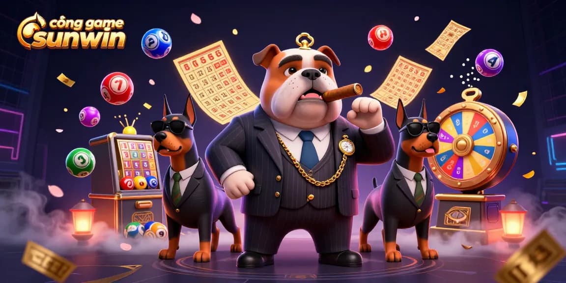 Win big at cổng game sunwin with vibrant lottery elements and iconic 3D characters in action.