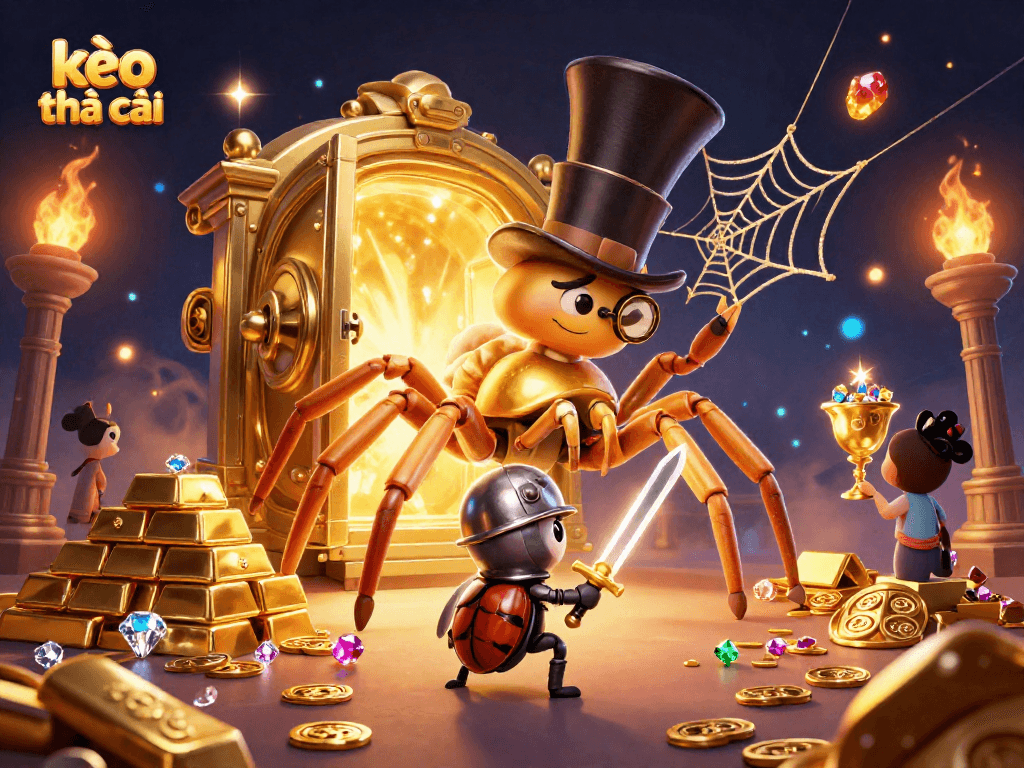 Engage with thrilling kèo nhà cái action through a vibrant casino scene featuring a giant tarantula.