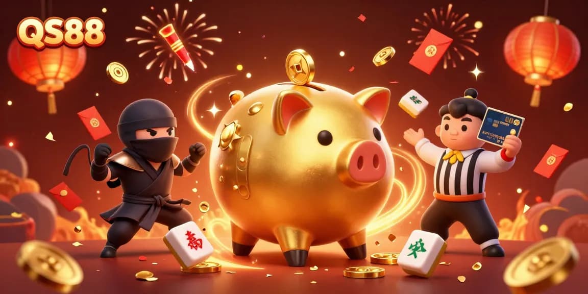 Experience exciting gaming action at QS88 with vibrant characters and dynamic casino elements.