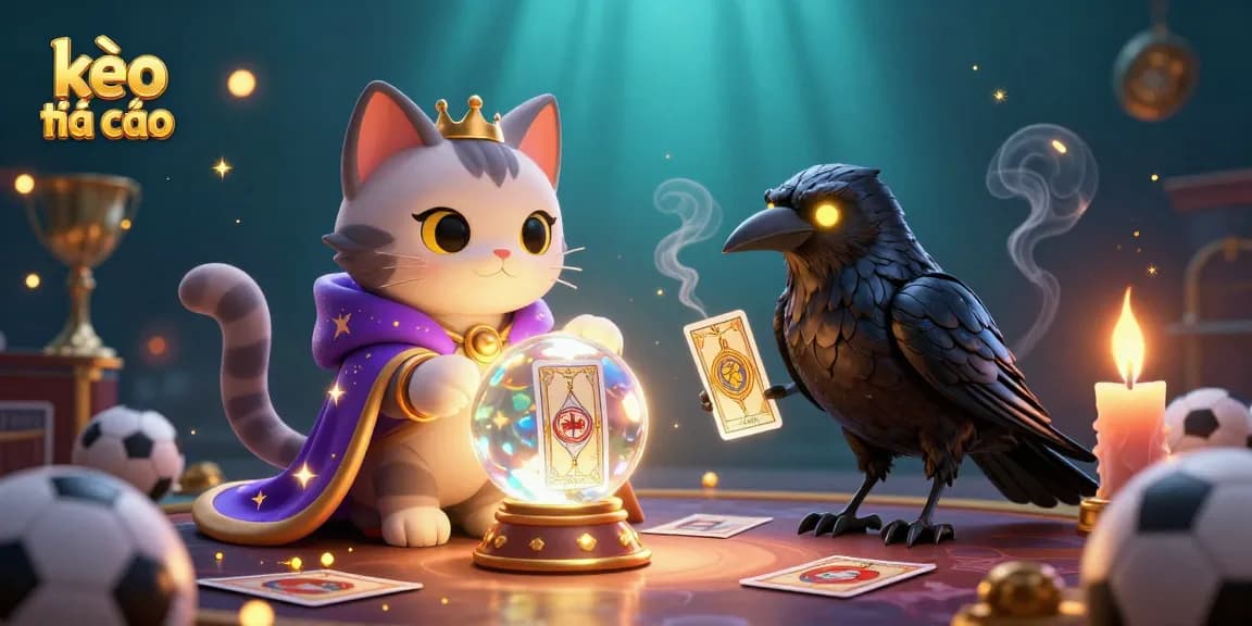 Engage with kèo nhà cái in a vibrant and dynamic sports betting scene featuring mystic characters.