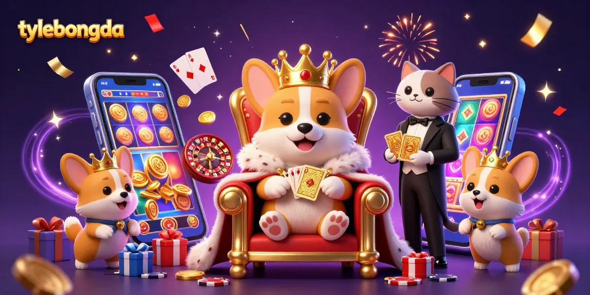 Experience thrilling action at tylebongda with a royal corgi ruling a casino scene filled with vibrant game elements.