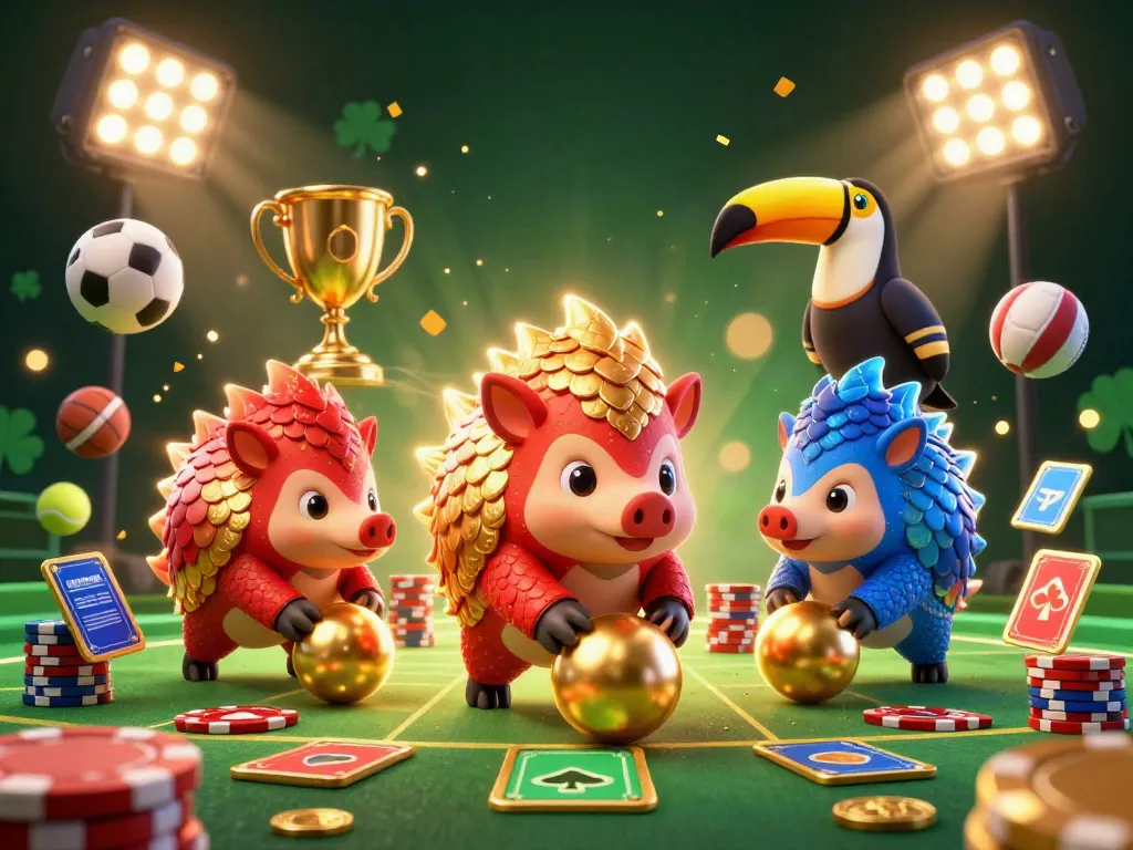 Engage with the oldsouthendianhockeyclub scene of pangolins competing in a vibrant casino-themed showdown.