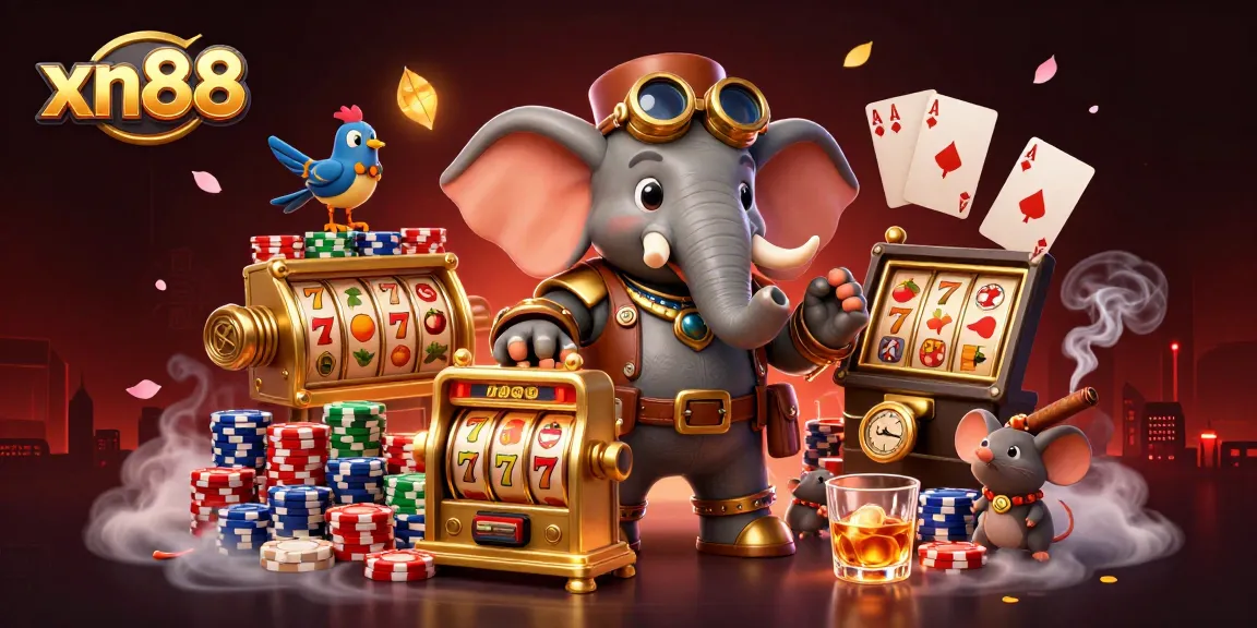 Spin the golden slot machine with xn88, where the steampunk elephant engineer finds fortune!