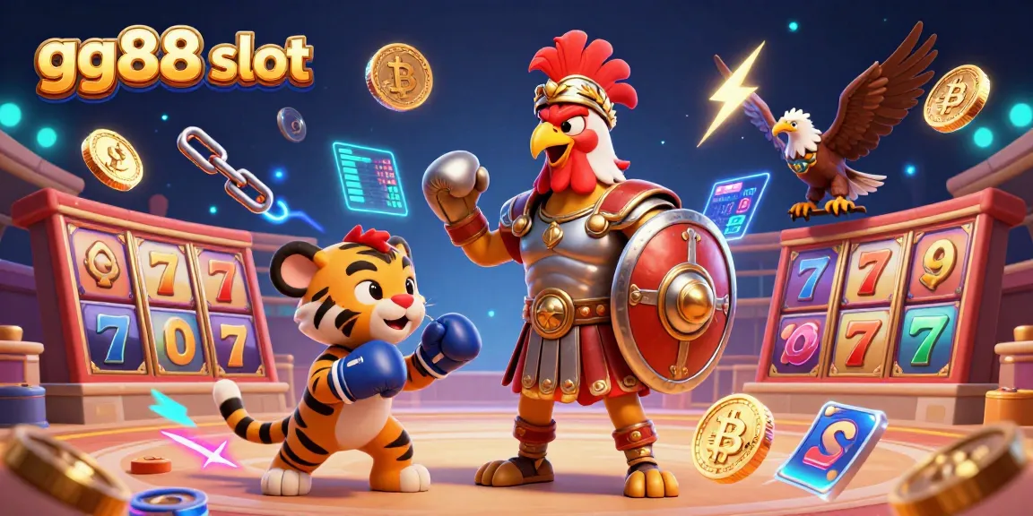 Engage with gg88 slot in a dynamic casino scene featuring vibrant characters and thrilling game elements.