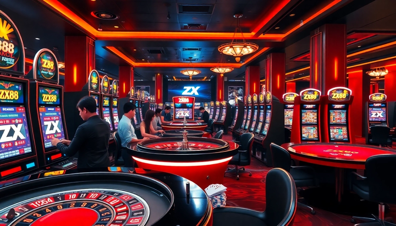 Experience exhilarating gambling at ZX88 with vibrant casino elements and engaging interactions.