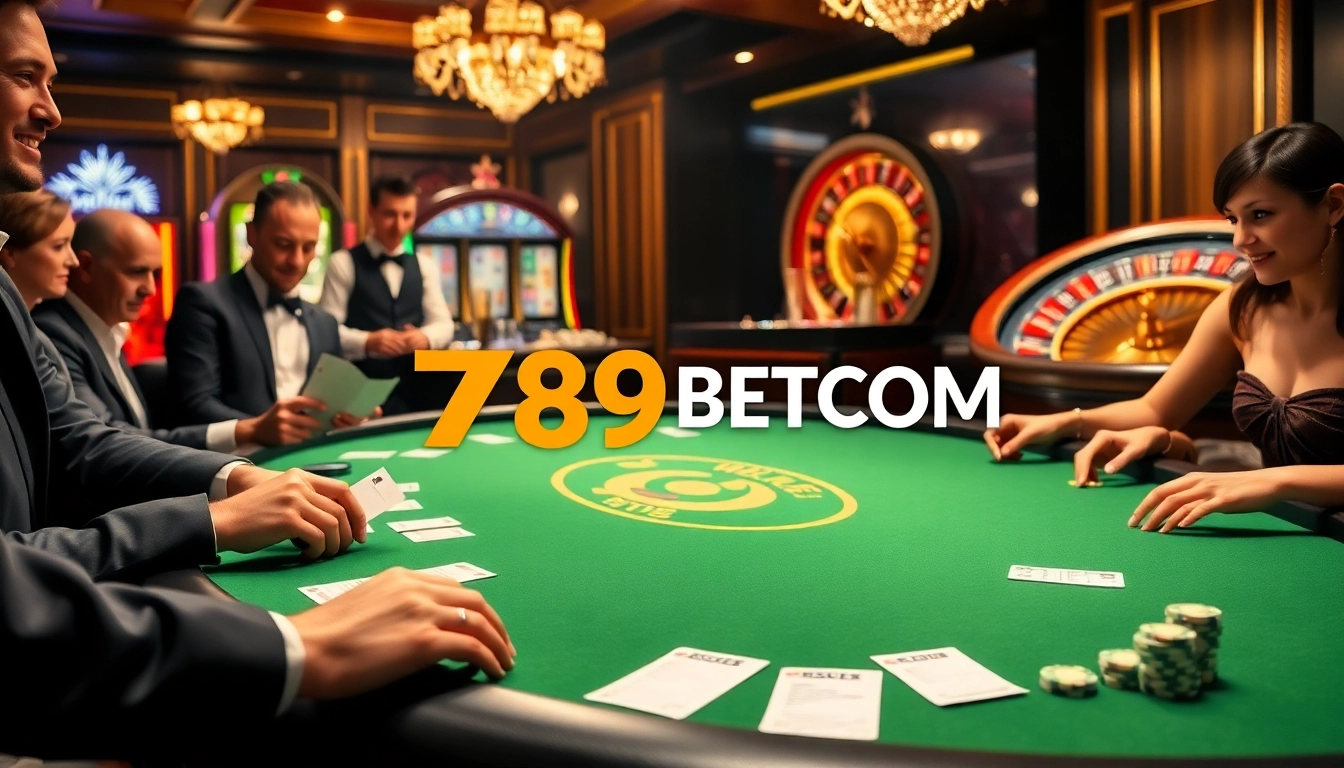 Players engaged in a high-stakes game at 789BETCOM's casino table, showcasing professional gambling action.