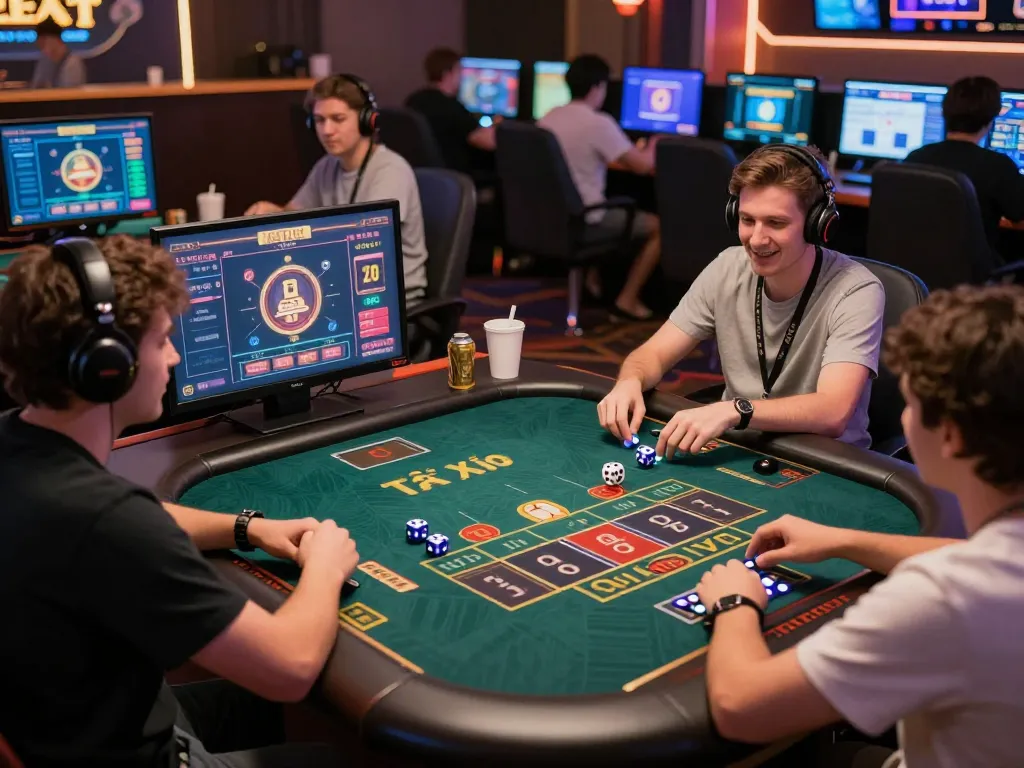 Players enjoying live dealer Tài Xỉu on taixiuonlinego, engaging with dynamic gameplay in a vibrant online casino.