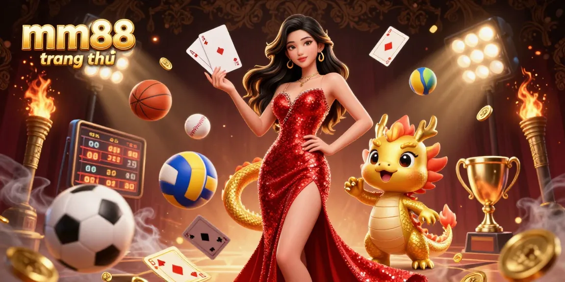 Spin and win at mm88 trang chủ with golden dragons and floating cards in an energetic casino scene.