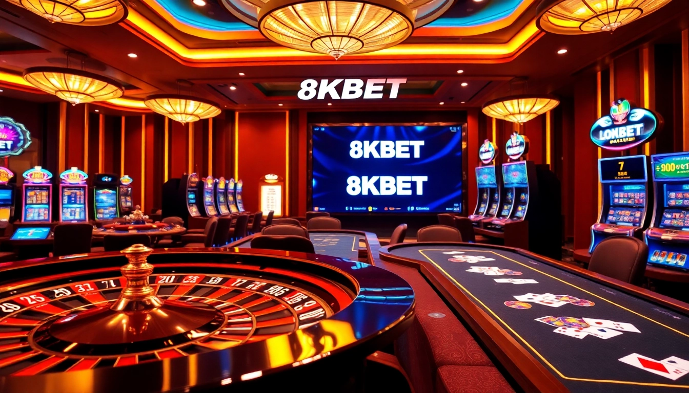 Experience the thrill of gambling with 8KBET at luxurious casino gaming tables and slots.