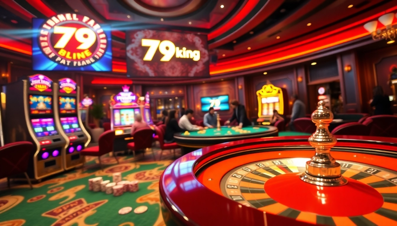 Players winning big at 79king casino, showcasing vibrant slot machines and exciting gameplay.