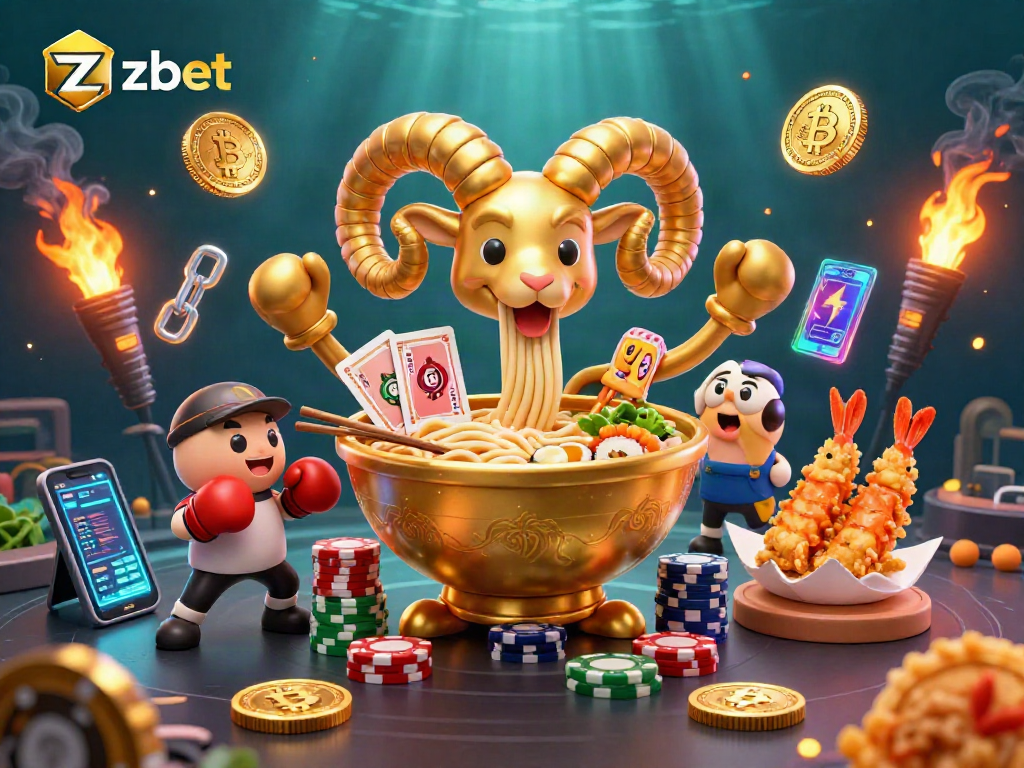 Experience zbet's exciting casino atmosphere with a dynamic 3D gambling illustration featuring colorful characters and crypto elements.