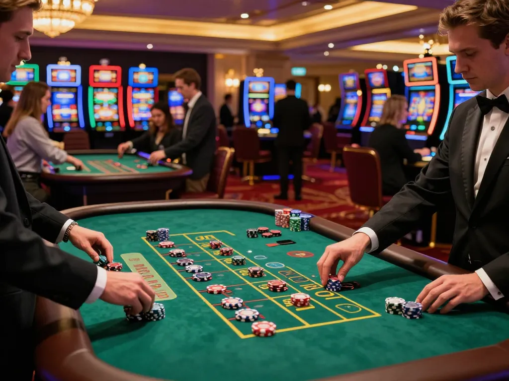 Players engaging in strategic roulette and blackjack games at five88 casino, vibrant atmosphere with upscale decor.