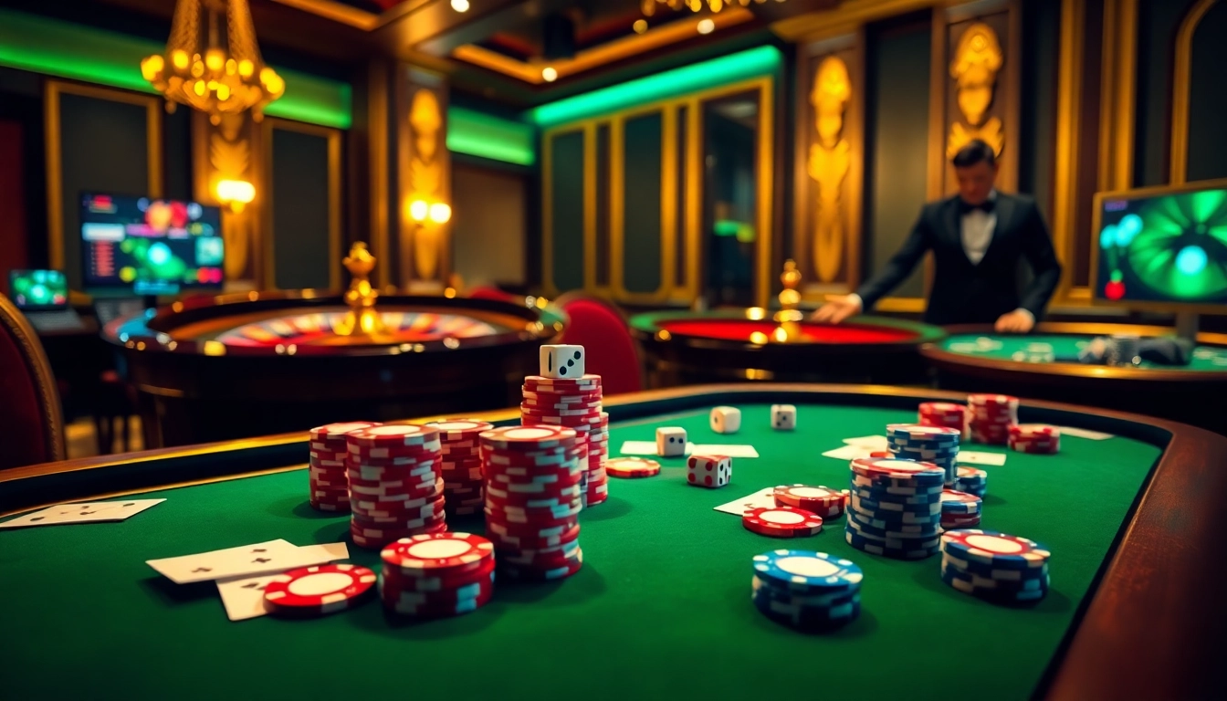 Experience thrilling casino action at 69vn.gb.net with vibrant poker tables and roulette wheels.