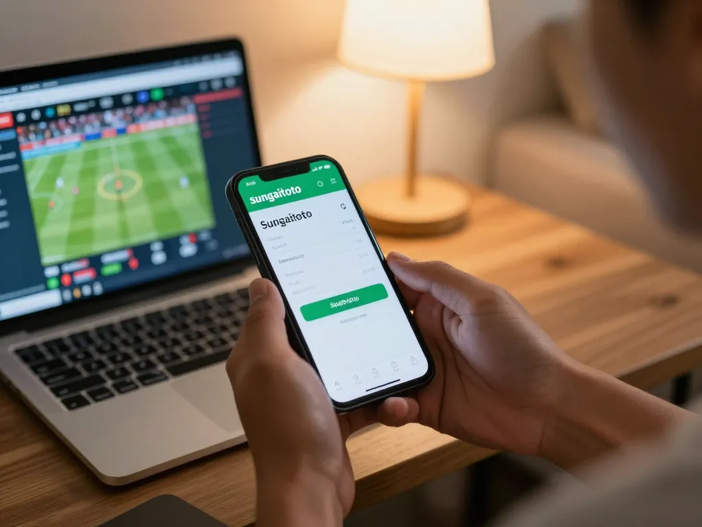 Sungaitoto login screen displayed on a smartphone during an online sports betting session.