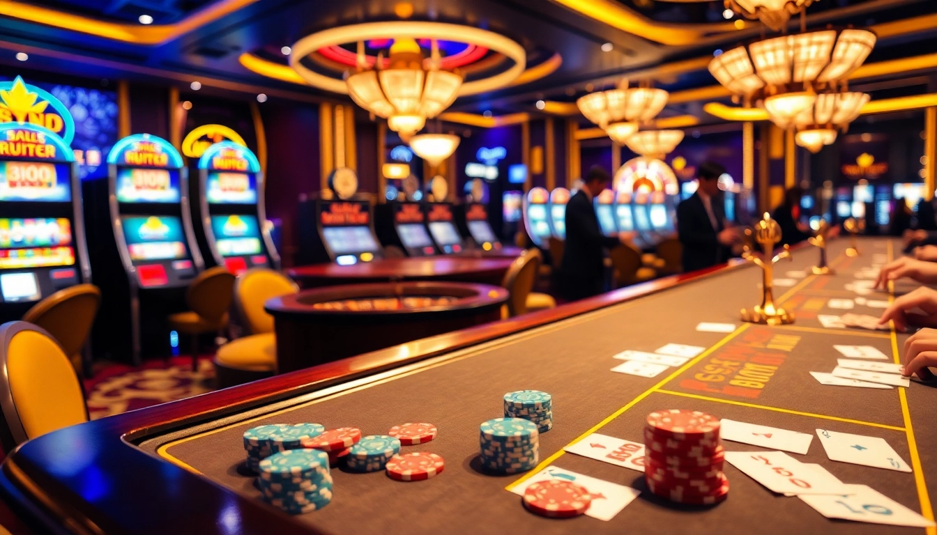 Experience the thrill of 888vnd game at an elegant casino table with vibrant chips and cards.