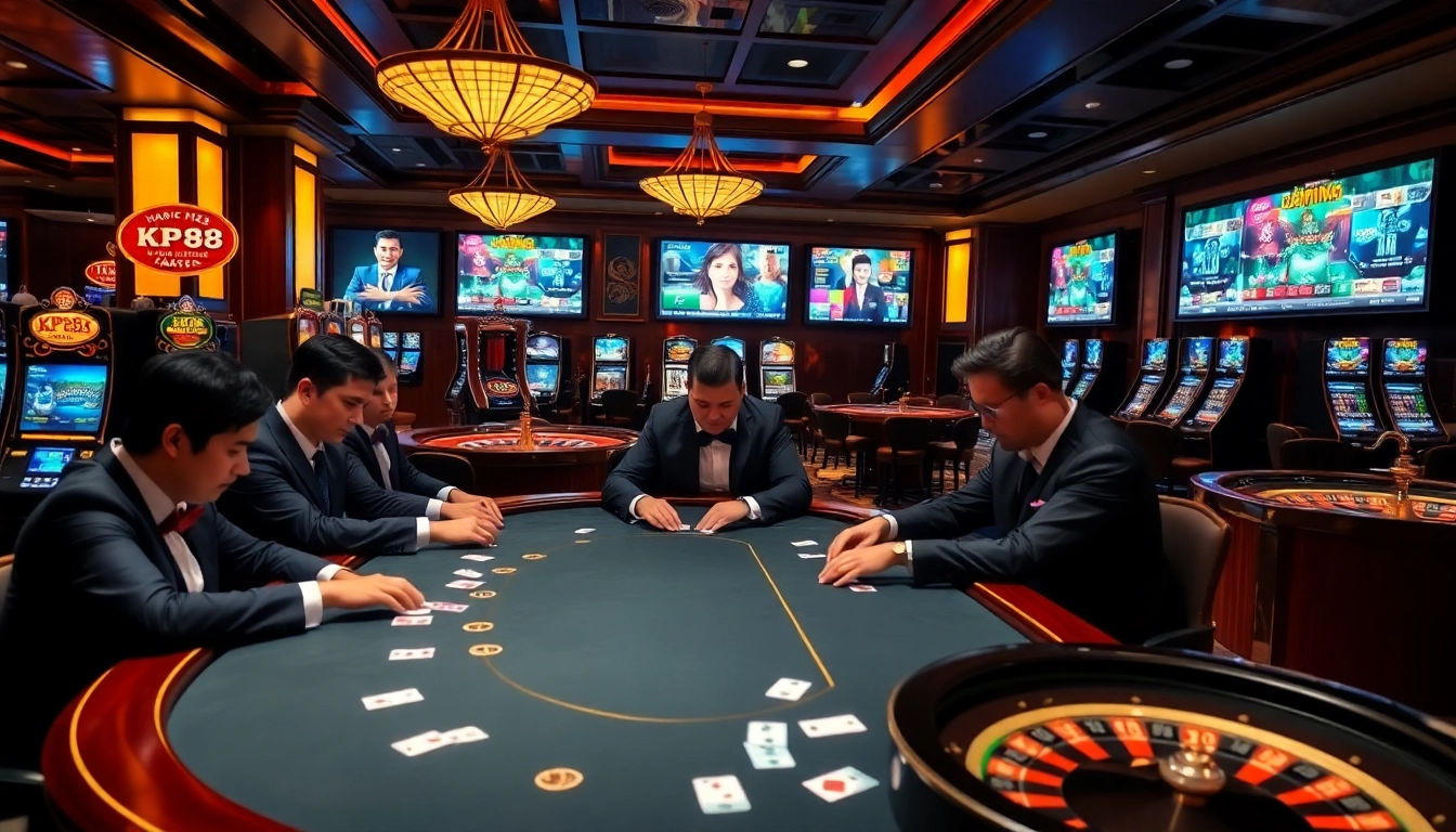 Experience excitement at KP88 with professional poker players and elegant casino decor.
