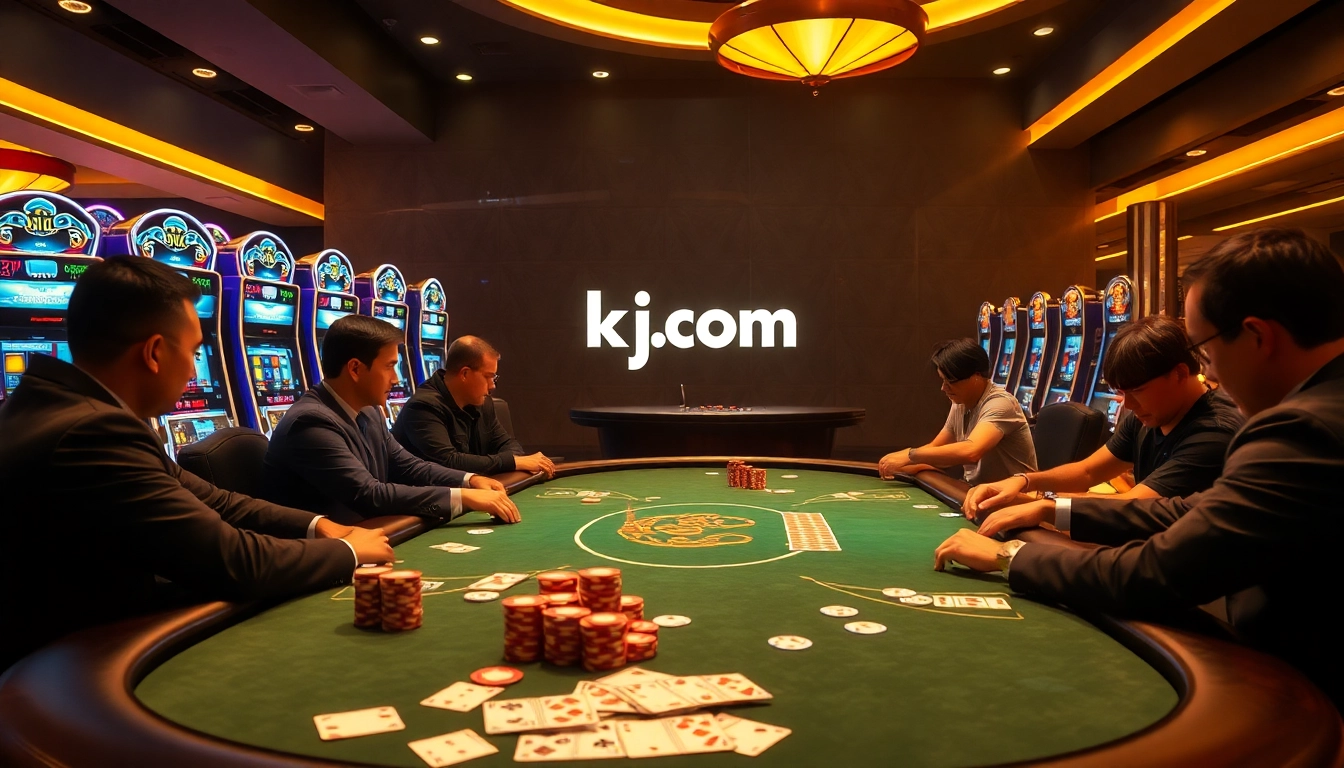 Experience high-stakes poker at kjc.com with premium tables and vibrant chips.