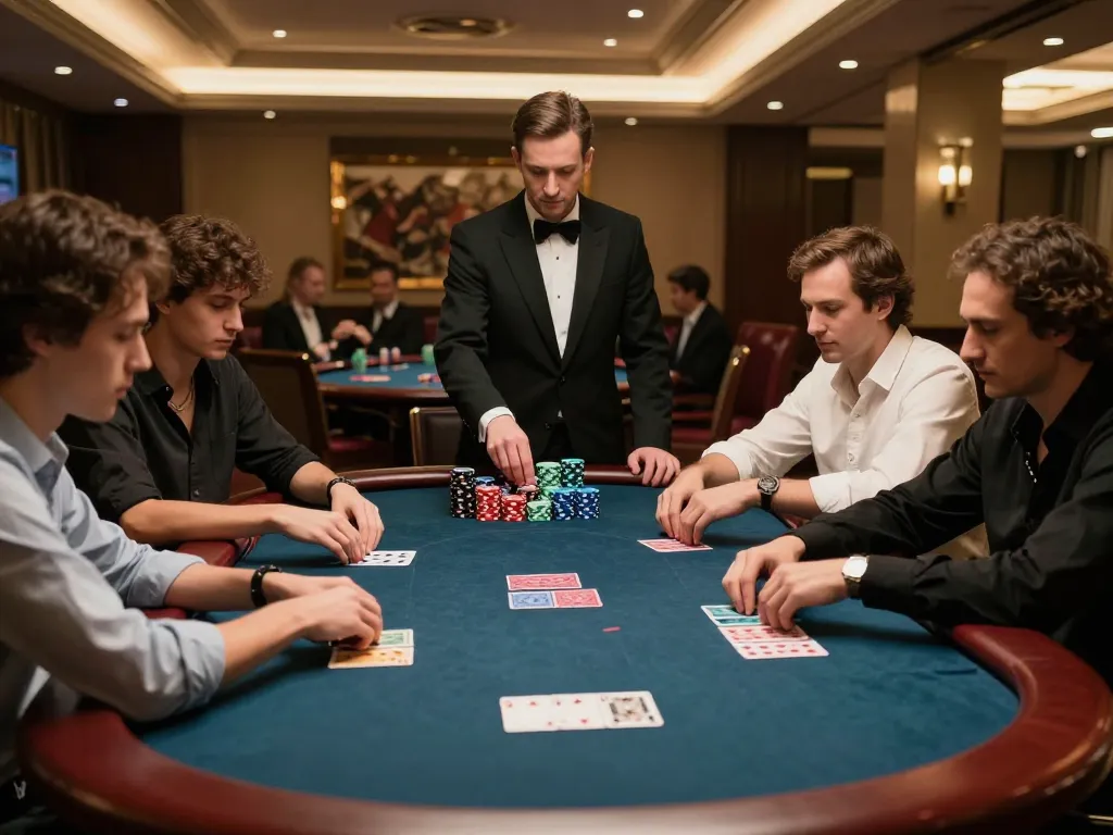Players at 555win engaged in a high-stakes poker game, showcasing strategy and excitement