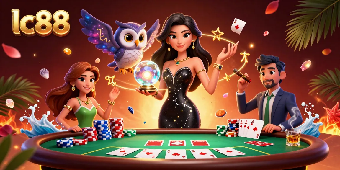 Experience excitement with lc88 in this vibrant 3D poker scene featuring thrilling game elements.