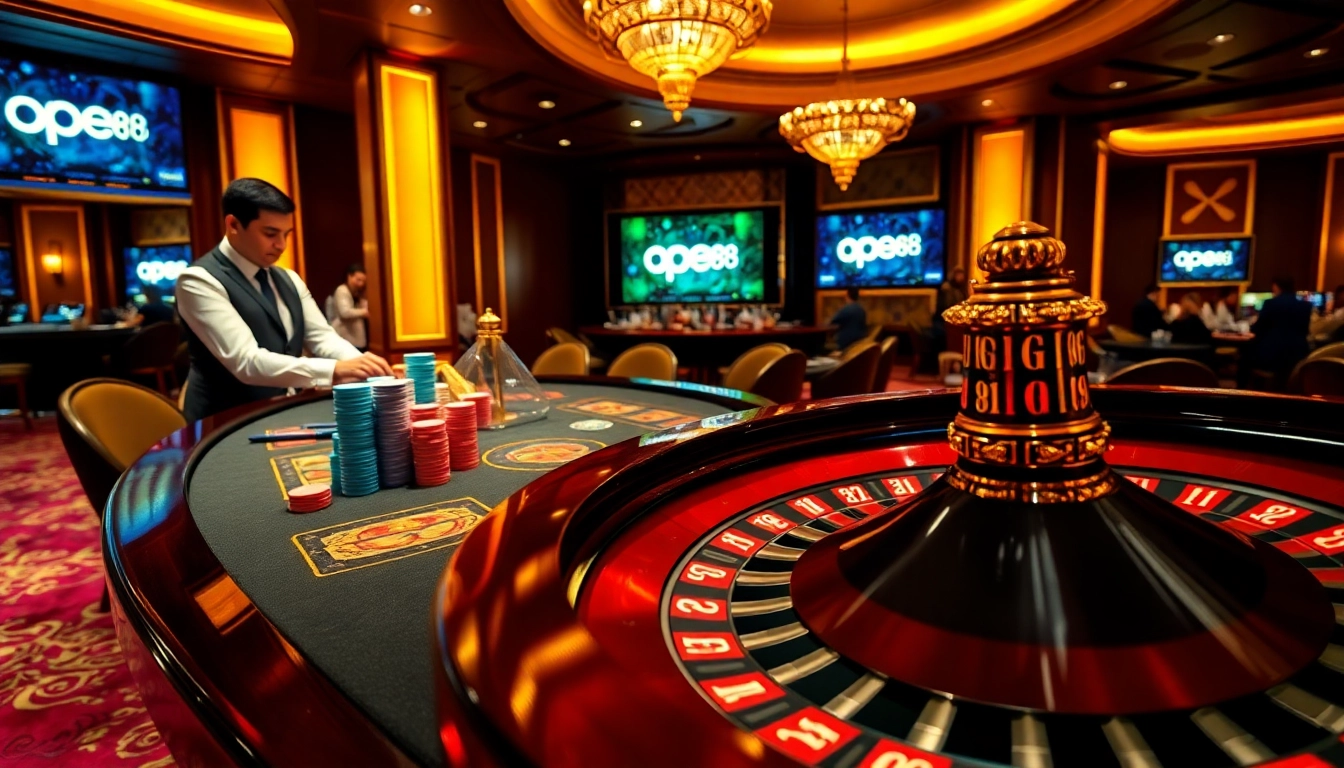 Player enjoying a thrilling game at open88’s roulette table with vibrant poker chips.