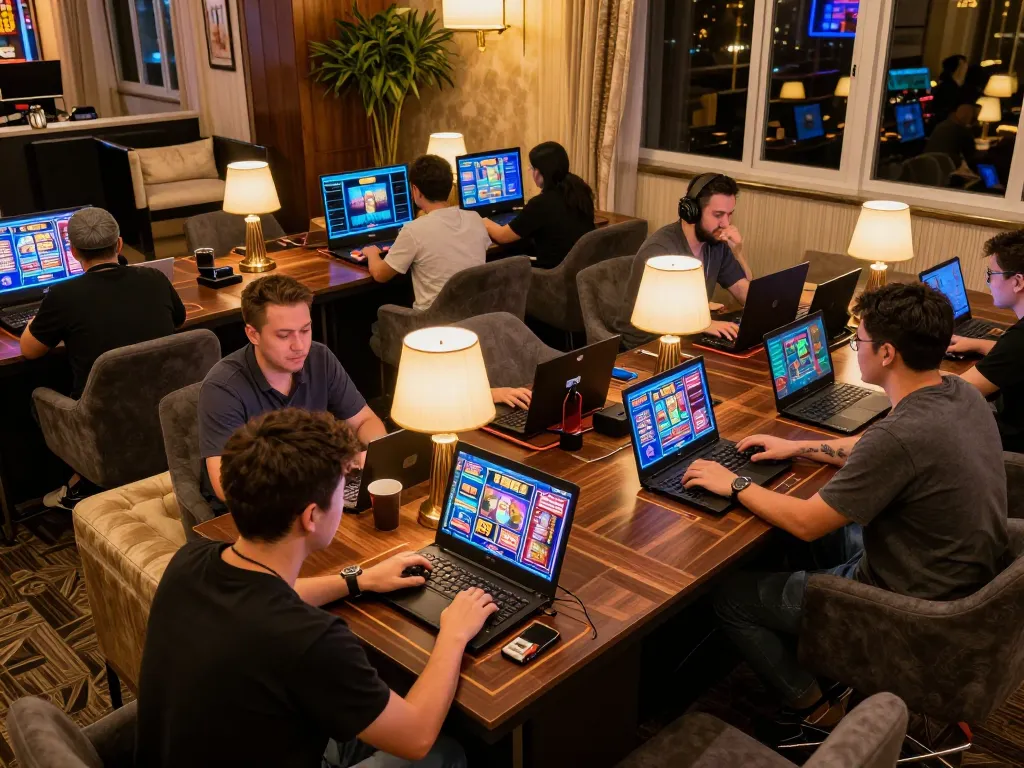 Players enjoying slot games on tr88 online casino, showcasing engaging gaming atmosphere.