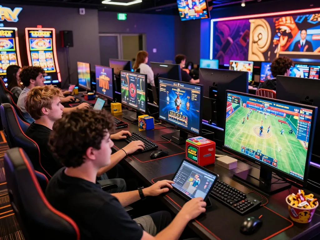 Players engaging in various games at AZ888's dynamic online gaming lounge, showcasing an exciting gambling atmosphere.