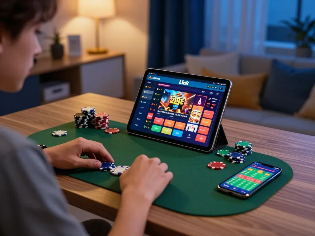 Chơi trò chơi casino qua ứng dụng Link 12bet trên máy tính bảng, thể hiện một môi trường chơi game thoải mái.