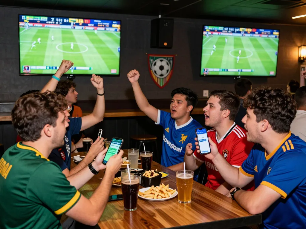 Fans engaging in live sports betting on Nowgoal during a thrilling football match.