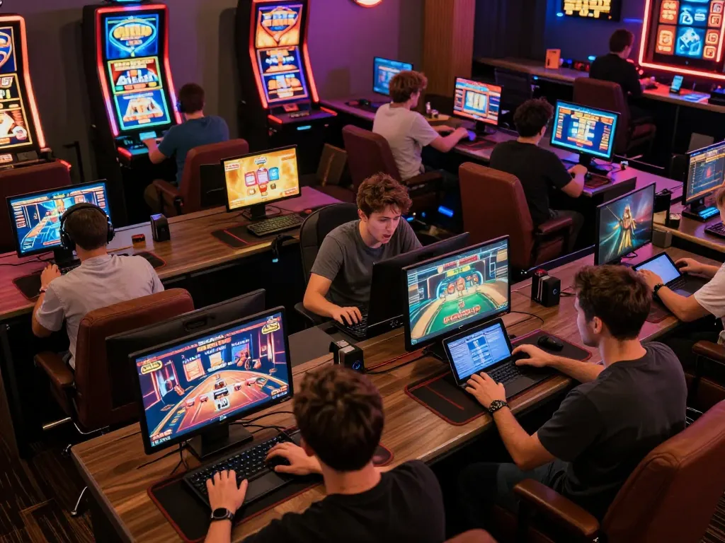 Engaged players enjoying various games on 789win online platform with lively visuals.