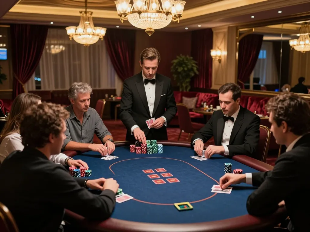 Players strategizing their next move at an 88vvgo poker table in a luxurious casino.