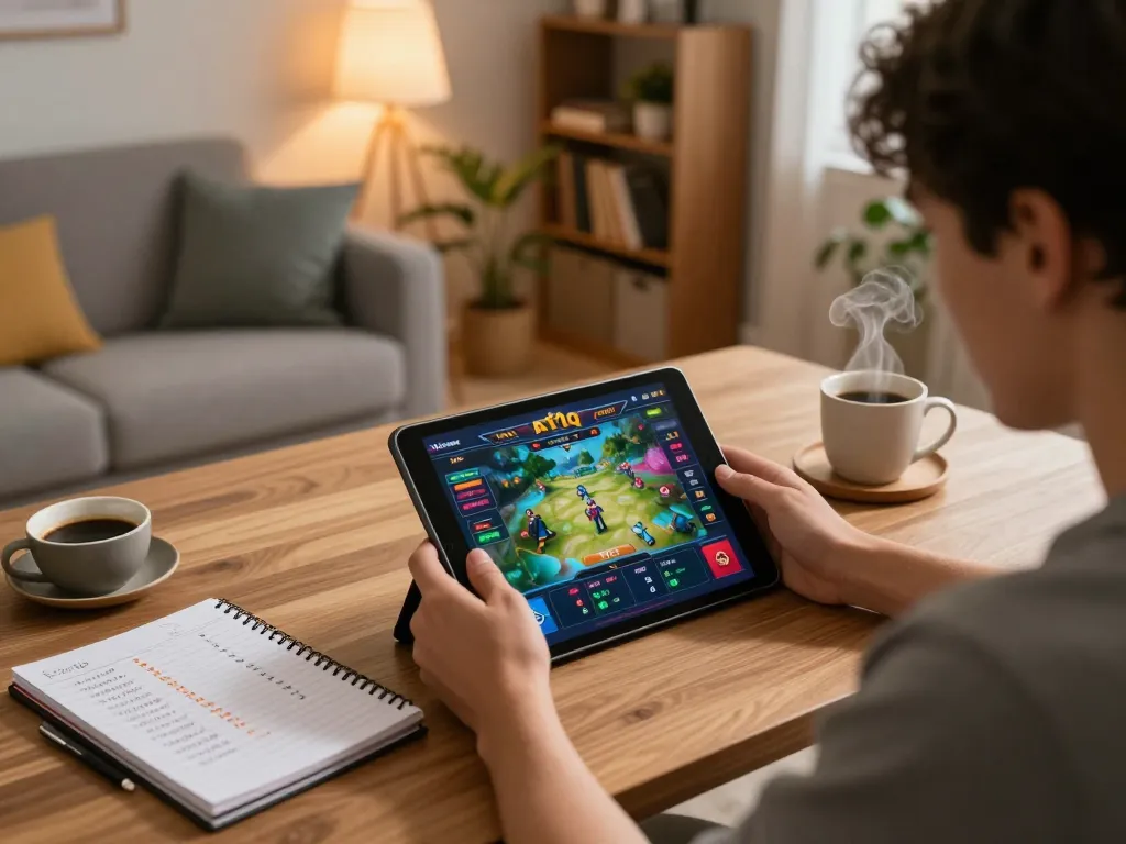Engaging Liên minh ATQ online gaming experience with cozy home setup and focused player action
