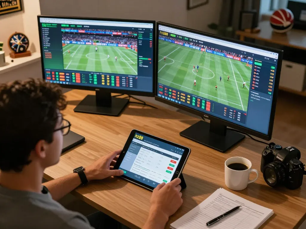 Person actively engaging with the hz88 sports betting platform, analyzing odds and events.