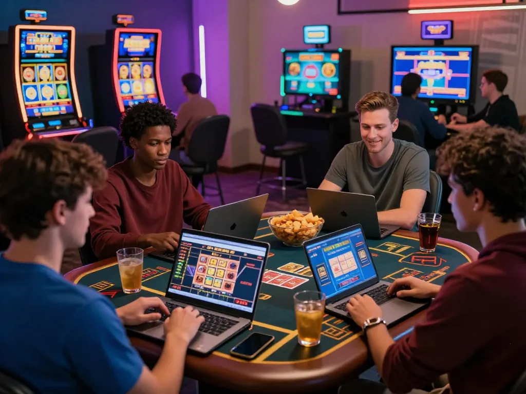 Players engaged in S666 online gaming experience at home with vibrant digital visuals.