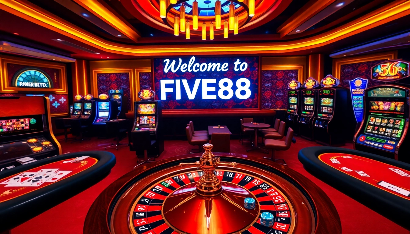 Experience thrilling online gambling at https://five88.za.com/ with vibrant casino visuals and dynamic betting scenes.
