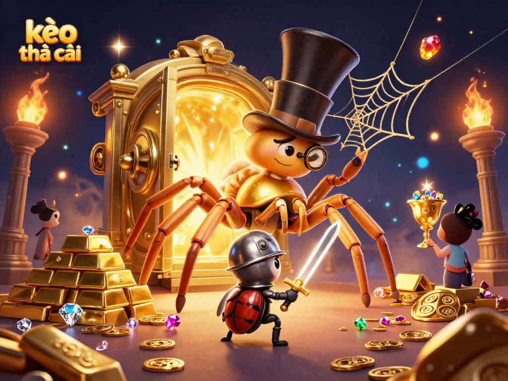 Engage with thrilling kèo nhà cái action through a vibrant casino scene featuring a giant tarantula.