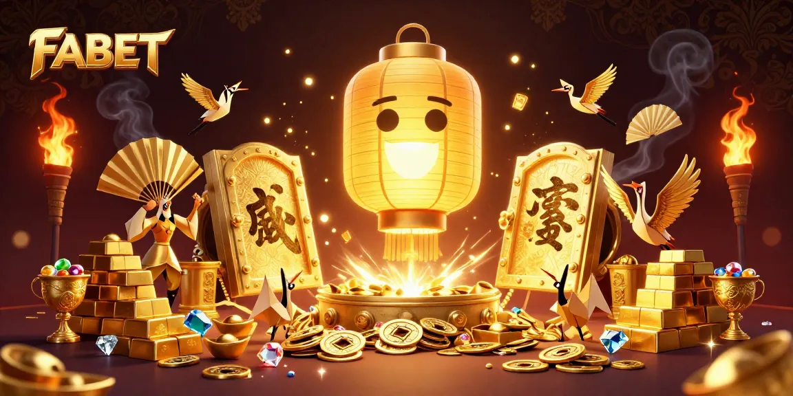 Experience the vibrant world of FABET with a dynamic scene of lucky symbols and riches.