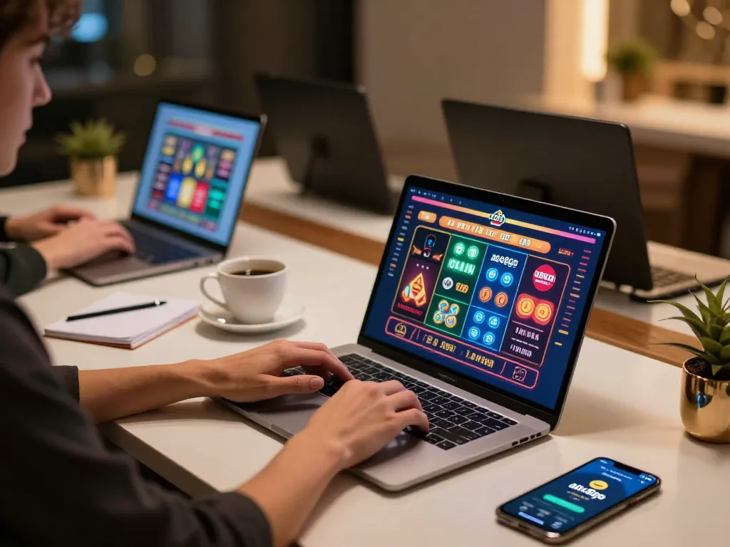 Engage with abc8go while playing live casino games on a laptop in a cozy home setup